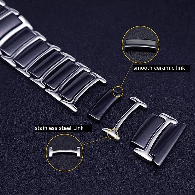 Zleganz Custom Smartwatch-Armband aus Keramik und Stahl, 22 mm 20 mm