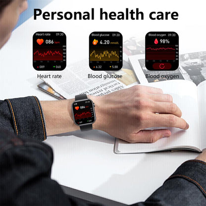 Zleganz 2025 Blutzucker Blutdruck Herzfrequenz Blutsauerstoff Schlafüberwachung Wasserdichte Smartwatch