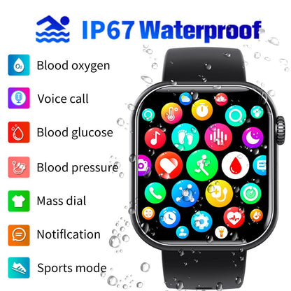 Zleganz 2025 Blutzucker Blutdruck Herzfrequenz Blutsauerstoff Schlafüberwachung Wasserdichte Smartwatch