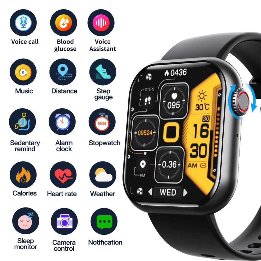 Zleganz 2025 Blutzucker Blutdruck Herzfrequenz Blutsauerstoff Schlafüberwachung Wasserdichte Smartwatch