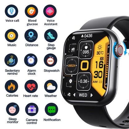 Zleganz 2025 Blutzucker Blutdruck Herzfrequenz Blutsauerstoff Schlafüberwachung Wasserdichte Smartwatch