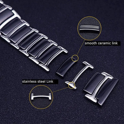 Zleganz Custom Smartwatch-Armband aus Keramik und Stahl, 22 mm 20 mm