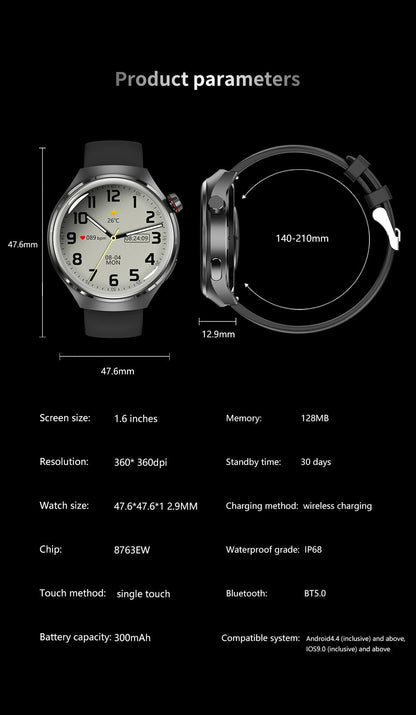Hochwertiges GT4 Pro Smartwatch Männer: IP68 NFC GPS Tracker, AMOLED 360*360 HD Bildschirm, Herzfrequenz, Bluetooth-Anruf | Limitierte Auflage